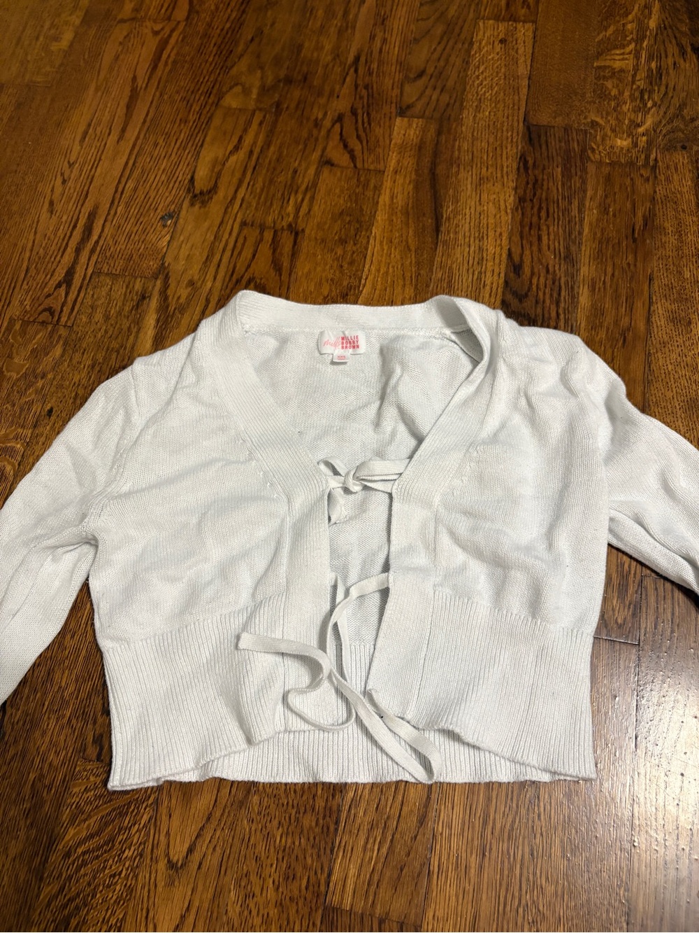 White Tie-Front Women's Sweater Crop Cardigan